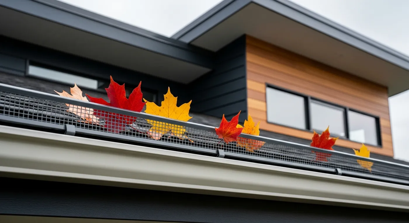 Pare-feuilles installé sur une gouttière